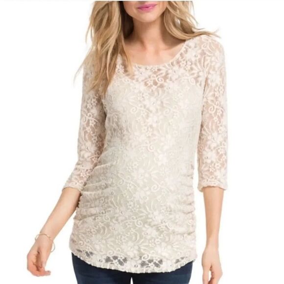 Jessica Simpson Tops - Jessica Simpson Maternity Lace  Blouse in Ivory Size Medium